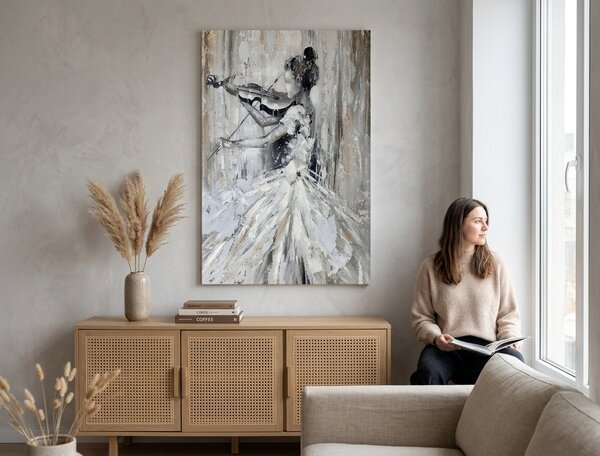 Maľovaný obraz na stenu HUSLISTKA 80x120 cm - 80×120 cm / Klasický 2 cm