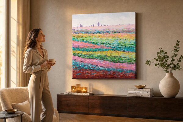 Maľovaný obraz na stenu KRAJINA 70x70 cm - 70×70 cm / Klasický 2 cm