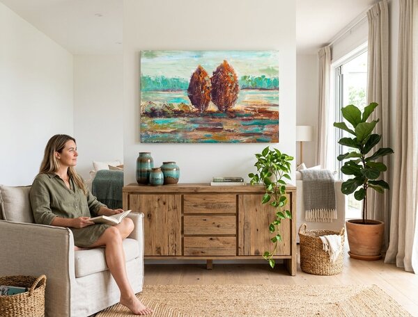 Maľovaný obraz na stenu KRAJINA 90x60 cm - 90×60 cm / Premium 4 cm