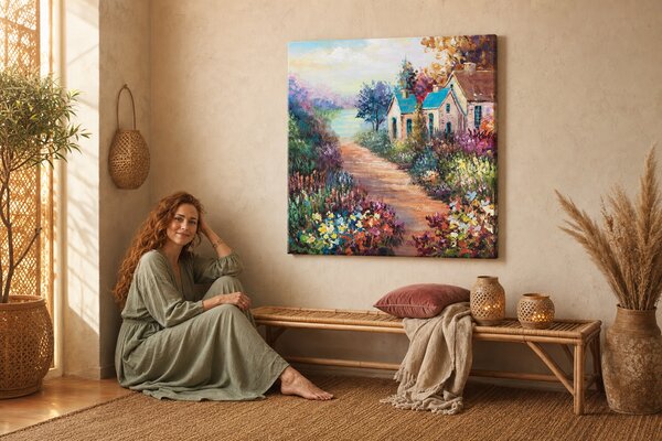 Maľovaný obraz na stenu KRAJINA 70x70 cm - 70×70 cm / Klasický 2 cm