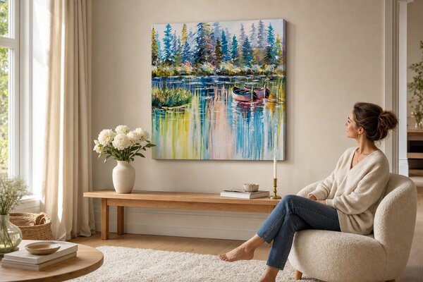 Maľovaný obraz na stenu KRAJINA 60x60 cm - 60×60 cm / Klasický 2 cm
