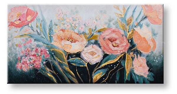 Maľovaný obraz na stenu KVETY 100x50 cm - 100×50 cm / Klasický 2 cm