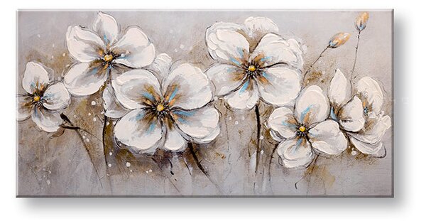 Maľovaný obraz na stenu KVETY 100x50 cm - 100×50 cm / Klasický 2 cm