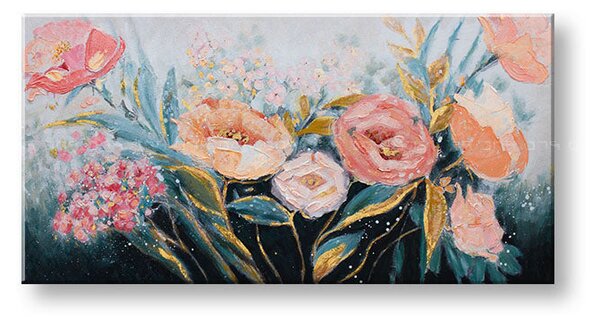 Maľovaný obraz na stenu KVETY 100x50 cm - 100×50 cm / Klasický 2 cm