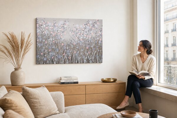 Maľovaný obraz na stenu KVETY 90x60 cm - 90×60 cm / Klasický 2 cm