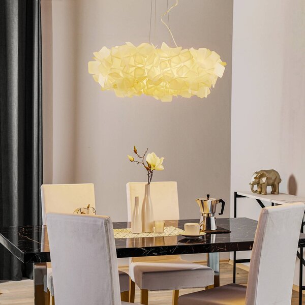 Slamp Clizia závesná lampa, Ø 78 cm, biela, Biela / opálová, Obývacia izba / jedáleň, Plast, Dizajn