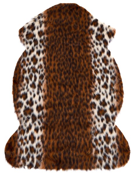 Koberec s leopardím vzorom hnedý umelá kožušina moderný štýl obývacia izba spálňa