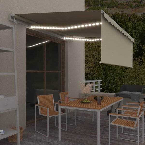 Maison Exclusive – Elektrická markíza s LED osvetlením a senzorom, 4 x 3 m, krémová farba