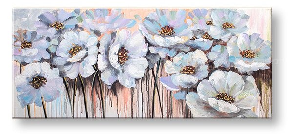 Maľovaný obraz na stenu KVETY 120x50 cm - 120×50 cm / Klasický 2 cm