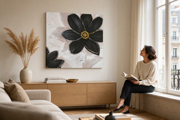 Maľovaný obraz na stenu KVETY 70x70 cm - 70×70 cm / Premium 4 cm