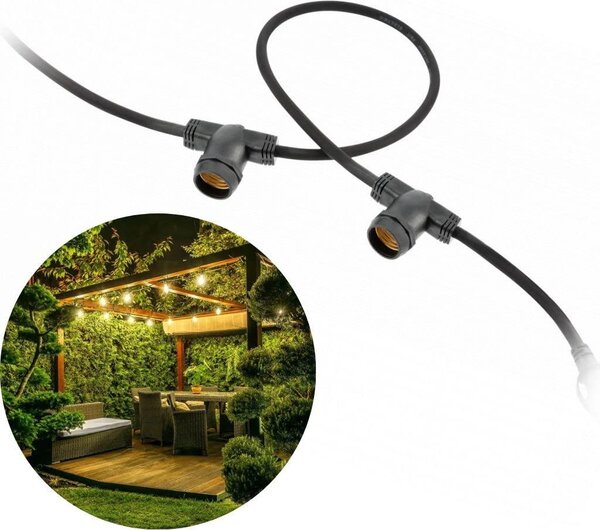 GTV lighting - Záhradná girlanda 10 m, AC220-240V, 50-60Hz, 10xE27, 2x0,75 mm - Girlanda Vodotesná IP65 Vonkajšia svetelná reťaz Solárna pre záhradu, terasu, balkón, svadbu