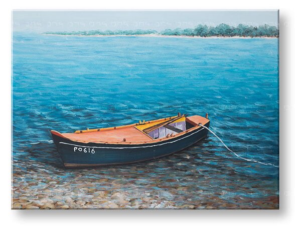 Maľovaný obraz na stenu LOĎKA 120x90 cm - 120×90 cm / Premium 4 cm