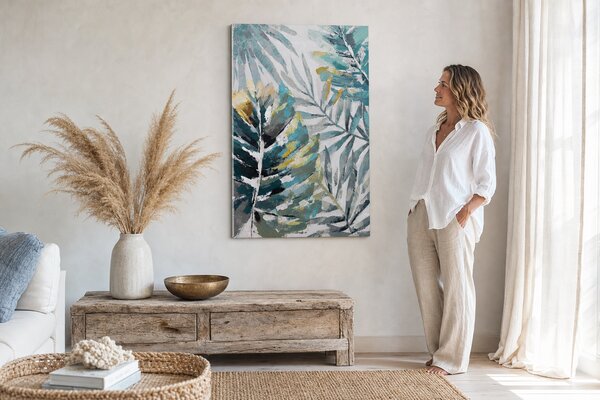 Maľovaný obraz na stenu LISTY 60x90 cm - 60×90 cm / Klasický 2 cm