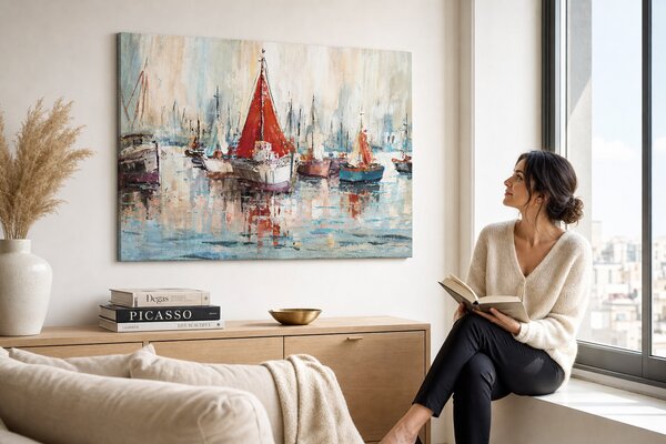 Maľovaný obraz na stenu LODE 70x50 cm - 70×50 cm / Premium 4 cm