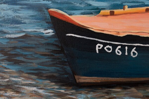 Maľovaný obraz na stenu LOĎKA 120x90 cm - 120×90 cm / Premium 4 cm