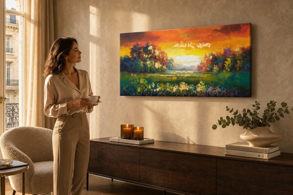 Maľovaný obraz na stenu LÚKA 100x50 cm - 100×50 cm / Klasický 2 cm