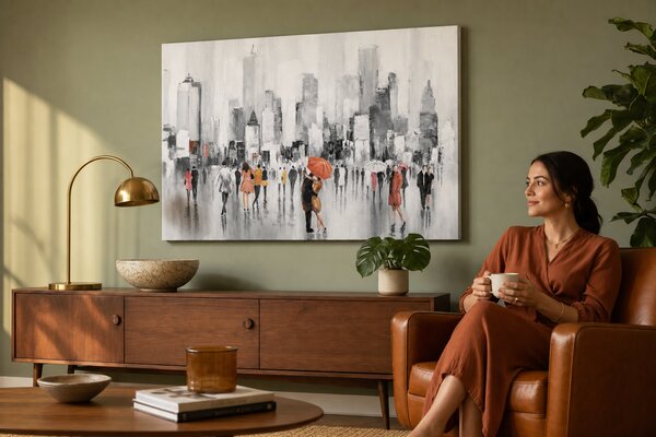 Maľovaný obraz na stenu ĽUDIA 120x80 cm - 120×80 cm / Klasický 2 cm