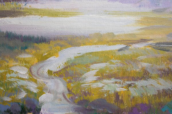 Maľovaný obraz na stenu LÚKA 70x70 cm - 70×70 cm / Klasický 2 cm
