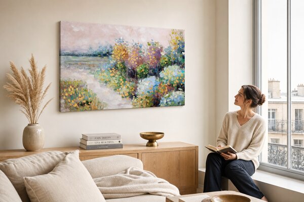 Maľovaný obraz na stenu LÚKA 90x60 cm - 90×60 cm / Premium 4 cm