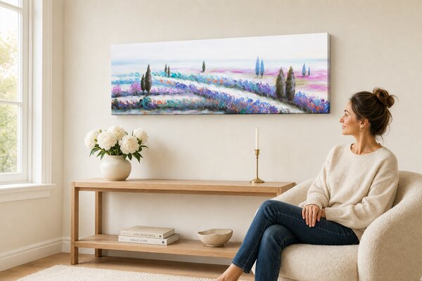 Maľovaný obraz na stenu LÚKA 120x40 cm - 120×40 cm / Klasický 2 cm