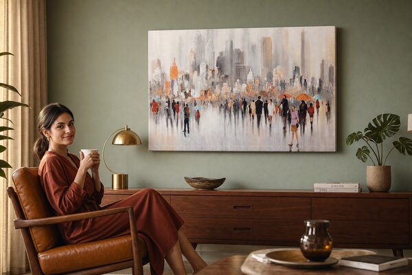 Maľovaný obraz na stenu MESTO 120x80 cm - 120×80 cm / Klasický 2 cm