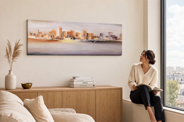Maľovaný obraz na stenu MESTO 120x40 cm - 120×40 cm / Klasický 2 cm