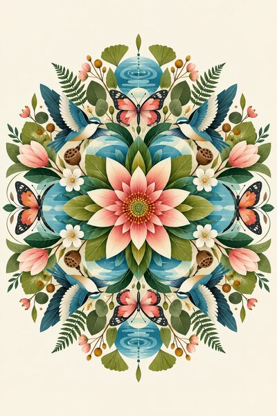 Prírodná mandala – Dych prírody – Metalický obraz 60x40cm