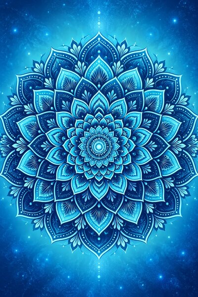 Modrá mandala – Hĺbka vesmíru – Metalický obraz 60x40cm