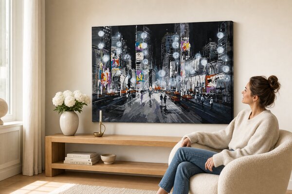Maľovaný obraz na stenu MESTO 70x50 cm - 70×50 cm / Klasický 2 cm