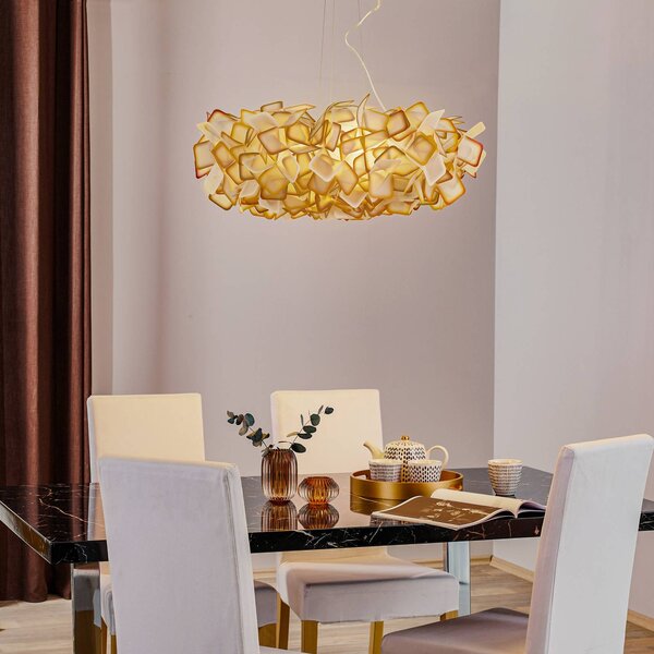 Slamp Clizia závesná lampa, Ø 78 cm, oranžová, Žltá / oranžová, Obývacia izba / jedáleň, Plast, Dizajn