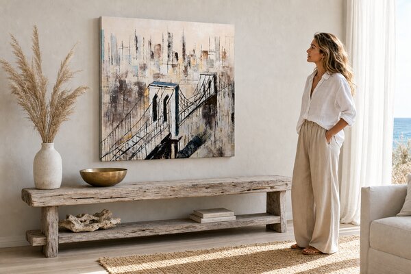 Maľovaný obraz na stenu MESTO 80x80 cm - 80×80 cm / Premium 4 cm