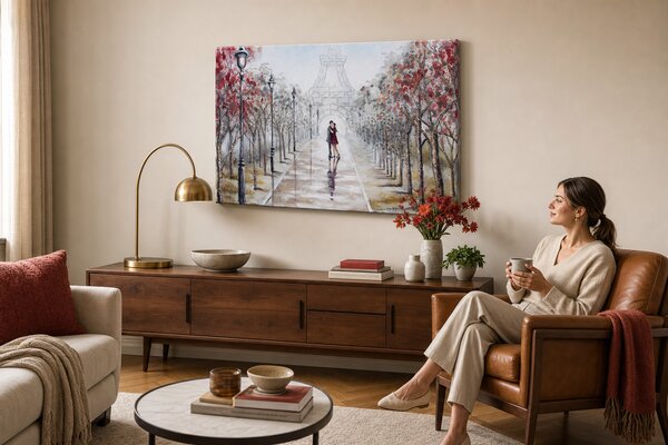 Maľovaný obraz na stenu PARÍŽ 90x60 cm - 90×60 cm / Klasický 2 cm