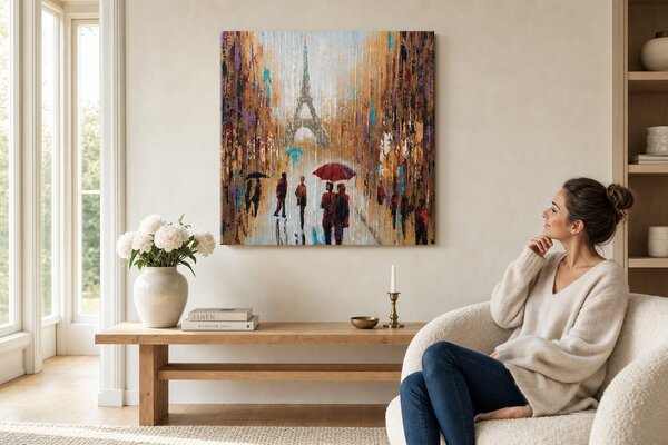 Maľovaný obraz na stenu PARÍŽ 70x70 cm - 70×70 cm / Klasický 2 cm