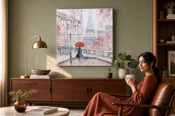 Maľovaný obraz na stenu PARÍŽ 70x70 cm - 70×70 cm / Premium 4 cm