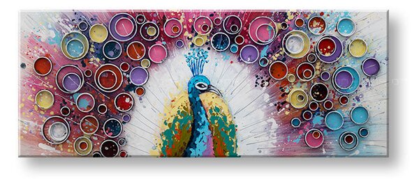 Maľovaný obraz na stenu PÁV 100x40 cm - 100×40 cm / Klasický 2 cm