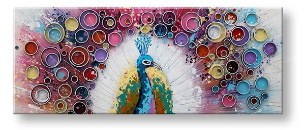 Maľovaný obraz na stenu PÁV 100x40 cm - 100×40 cm / Klasický 2 cm