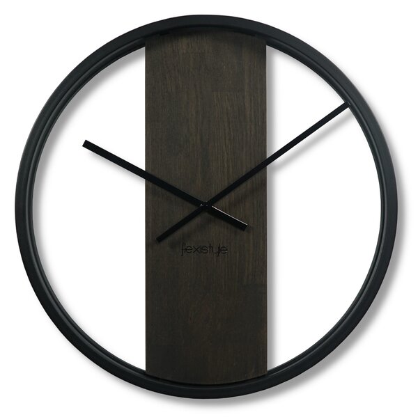 Dizajnové nástenné hodiny vo farbe wenge 50cm Čierna