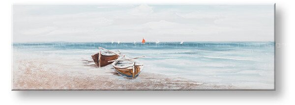 Maľovaný obraz na stenu PLÁŽ 120x40 cm - 120×40 cm / Klasický 2 cm