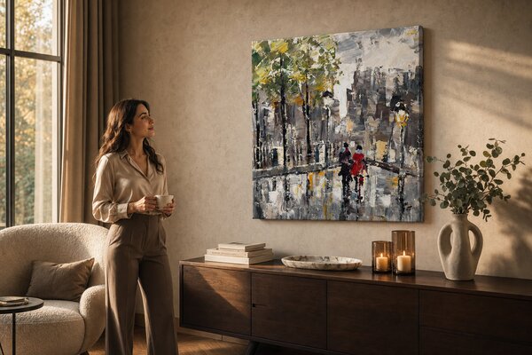 Maľovaný obraz na stenu PRECHÁDZKA 70x70 cm - 70×70 cm / Klasický 2 cm