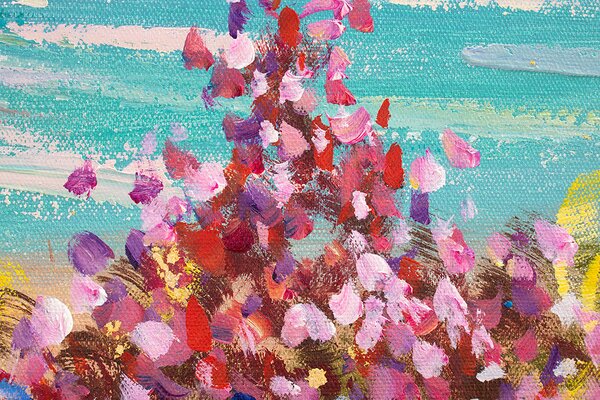 Maľovaný obraz na stenu PLÁŽ 120x40 cm - 120×40 cm / Premium 4 cm