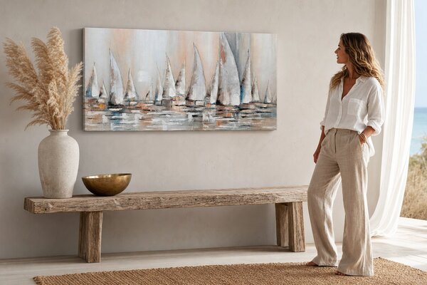 Maľovaný obraz na stenu PLACHETNICE 140x70 cm - 140×70 cm / Klasický 2 cm