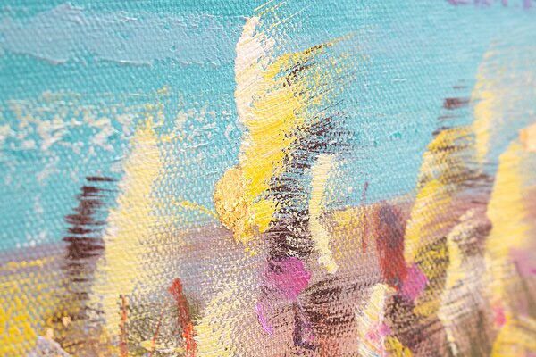 Maľovaný obraz na stenu PLÁŽ 120x40 cm - 120×40 cm / Premium 4 cm
