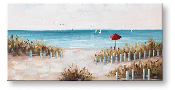 Maľovaný obraz na stenu PLÁŽ 100x50 cm - 100×50 cm / Klasický 2 cm