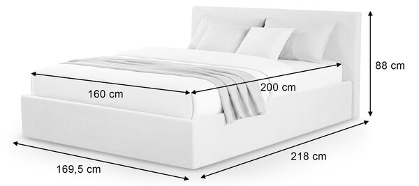 Čalúnená manželská posteľ s úložným priestorom Ascrona 160x200 - sivá