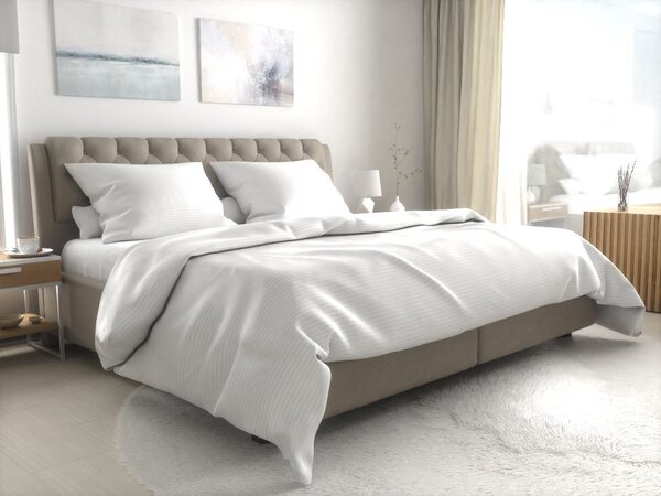 Hotelové obliečky atlas grádl biele - 2 mm prúžok česaná bavlna