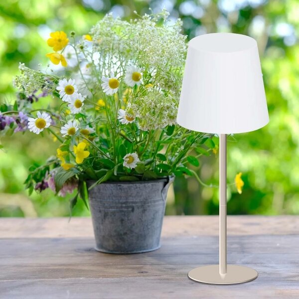 LED RGB stmievateľná dotyková stolná lampa LUCIA LED/2W/5V 3600 mAh IP44 béžová