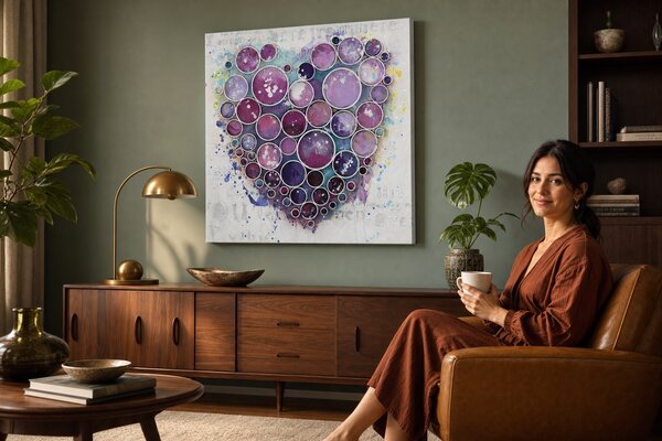 Maľovaný obraz na stenu SRDCE 60x60 cm - 60×60 cm / Klasický 2 cm