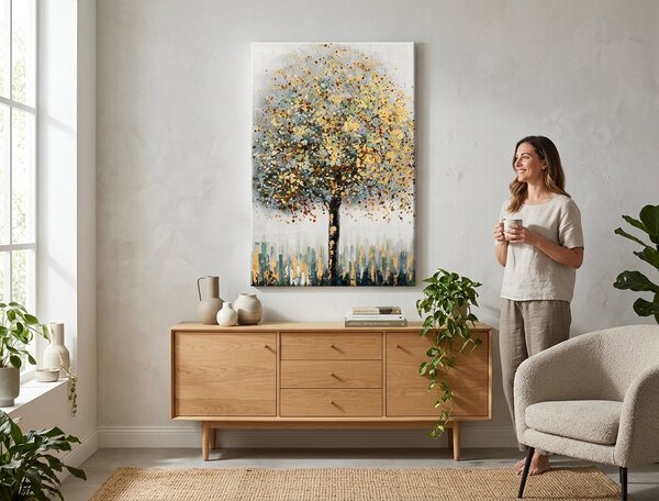 Maľovaný obraz na stenu STROM 60x90 cm - Klasický 2 cm