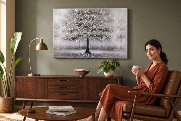 Maľovaný obraz na stenu STROM 90x60 cm - 90×60 cm / Klasický 2 cm
