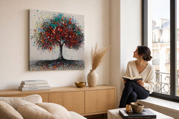 Maľovaný obraz na stenu STROM 60x60 cm - 60×60 cm / Klasický 2 cm